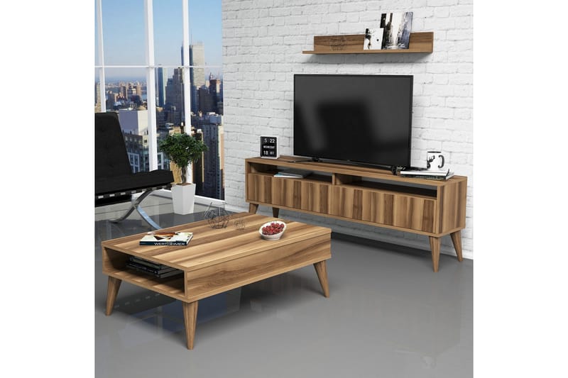 Hoptrup Vardagsrumsset 150 cm - Valnöt - Möbler - Tv möbel & mediamöbel - TV-möbelset