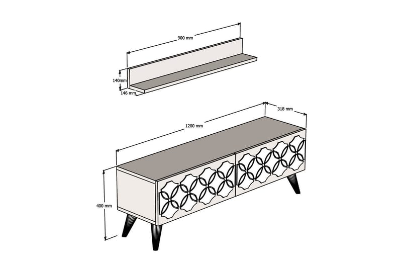 Hovdane TV-Möbelset 120 cm - Brun - Möbler - Tv möbel & mediamöbel - TV-möbelset