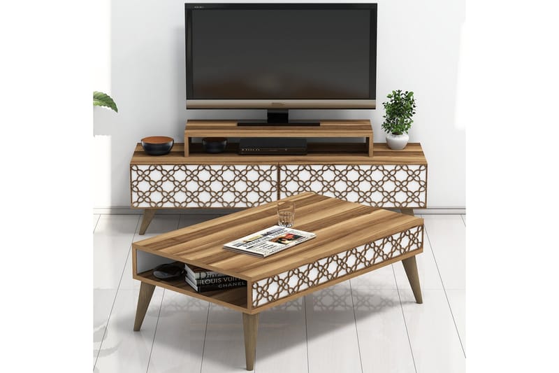 Hovdane TV-Möbelset 140 cm - Brun/Vit - Möbler - Tv möbel & mediamöbel - TV-möbelset