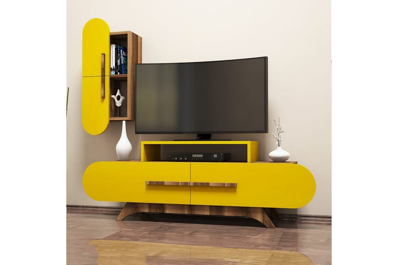 Hovdane TV-Möbelset 145 cm - Brun/Gul - Möbler - Tv möbel & mediamöbel - TV-möbelset