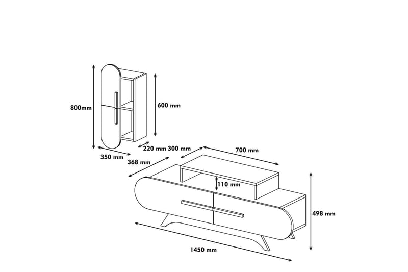 Hovdane TV-Möbelset 145 cm - Brun/Gul - Möbler - Tv möbel & mediamöbel - TV-möbelset