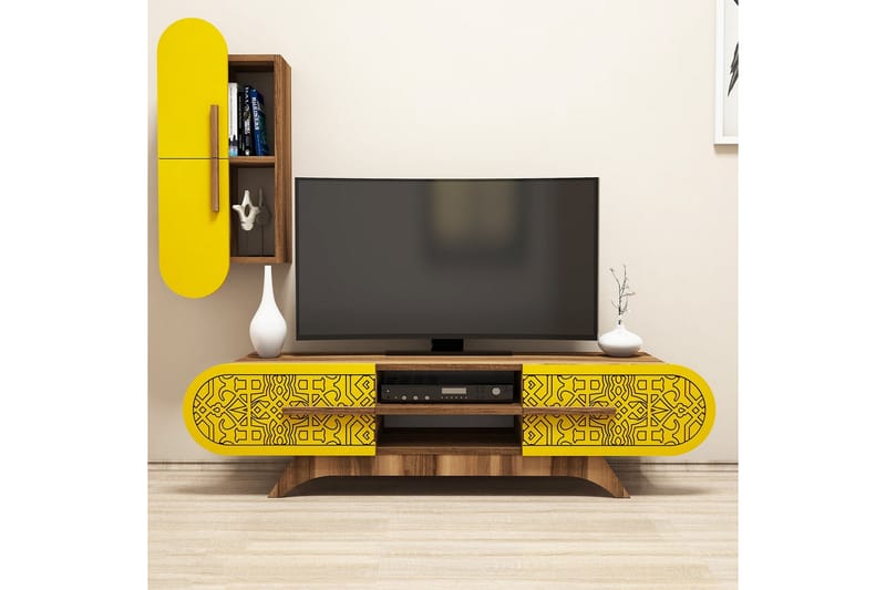 Hovdane TV-Möbelset 145 cm - Brun/Gul - Möbler - Tv möbel & mediamöbel - TV-m�öbelset