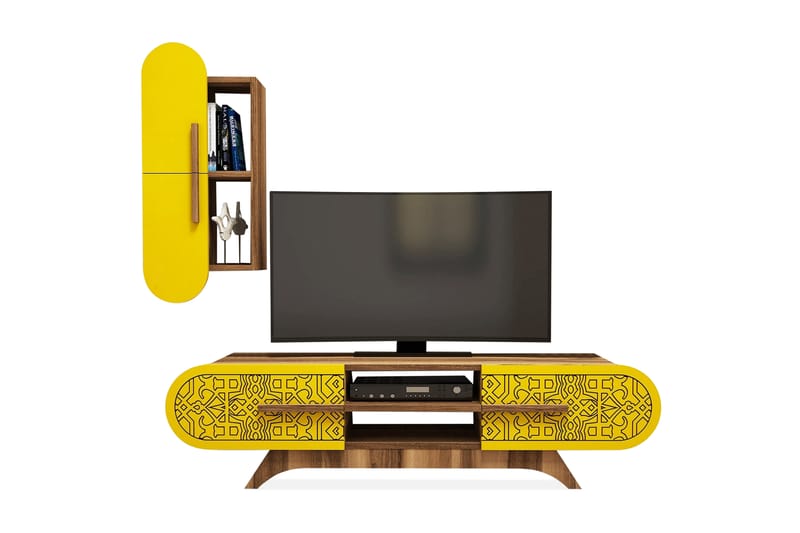 Hovdane TV-Möbelset 145 cm - Brun/Gul - Möbler - Tv möbel & mediamöbel - TV-möbelset
