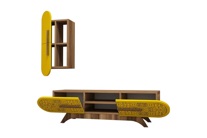 Hovdane TV-Möbelset 145 cm - Brun/Gul - Möbler - Tv möbel & mediamöbel - TV-möbelset