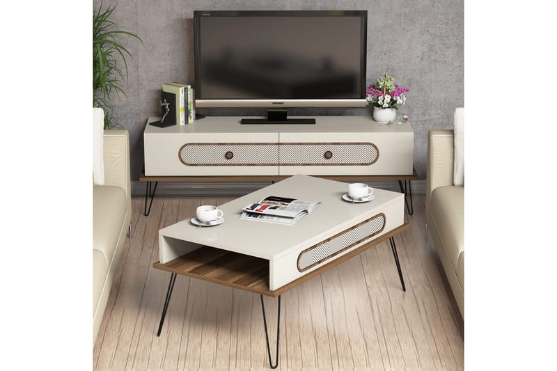 Hovdane TV-Möbelset 145 cm - Brun/Vit - Möbler - Tv möbel & mediamöbel - TV-möbelset