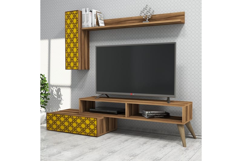 Hovdane TV-Möbelset 150 cm - Brun/Gul - Möbler - Tv möbel & mediamöbel - TV-möbelset