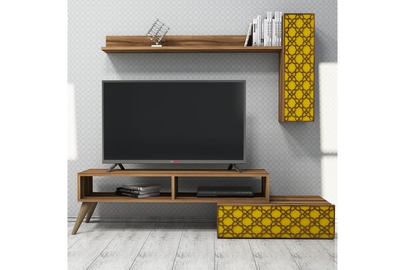 Hovdane TV-Möbelset 150 cm - Brun/Gul - Möbler - Tv möbel & mediamöbel - TV-möbelset