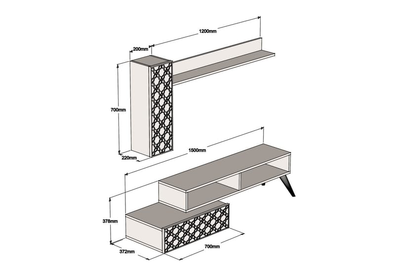 Hovdane TV-Möbelset 150 cm - Brun/Gul - Möbler - Tv möbel & mediamöbel - TV-möbelset