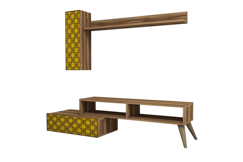 Hovdane TV-Möbelset 150 cm - Brun/Gul - Möbler - Tv m öbel & mediamöbel - TV-möbelset