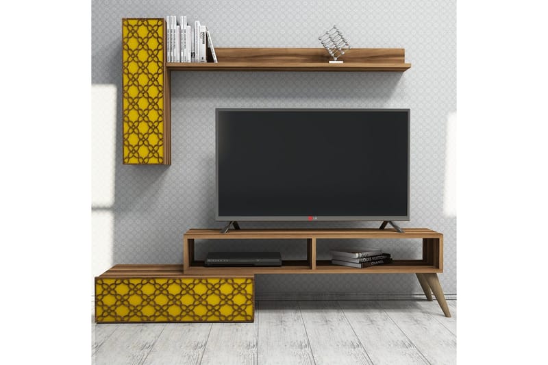 Hovdane TV-Möbelset 150 cm - Brun/Gul - Möbler - Tv möbel & mediamöbel - TV-möbelset