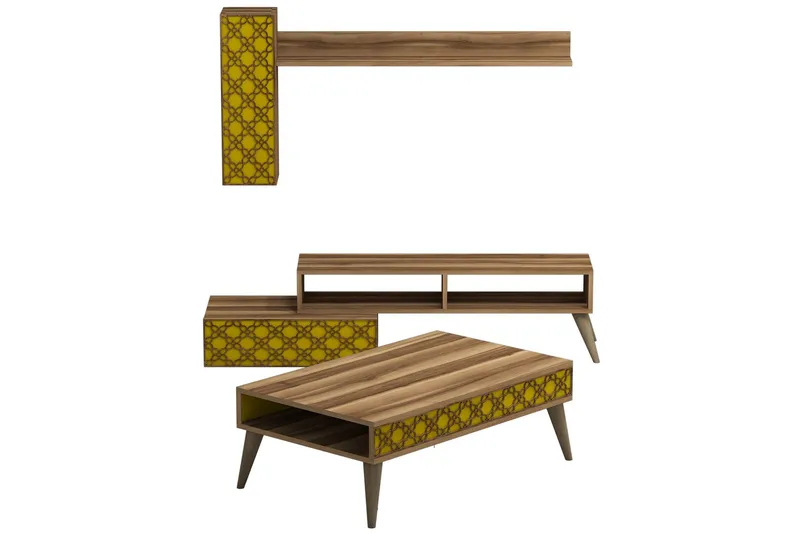 Hovdane TV-Möbelset 150 cm - Brun/Gul - Möbler - Tv m öbel & mediamöbel - TV-möbelset