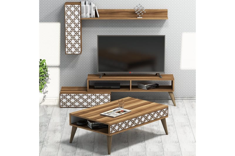 Hovdane TV-Möbelset 150 cm - Brun/Vit - Möbler - Tv möbel & mediamöbel - TV-möbelset