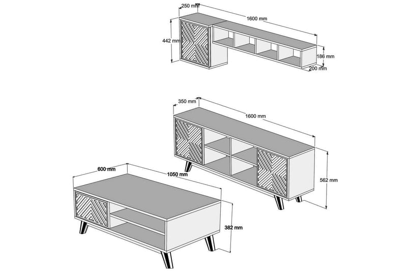 Hovdane TV-Möbelset 160 cm - Blå/Brun - Möbler - Tv möbel & mediamöbel - TV-möbelset