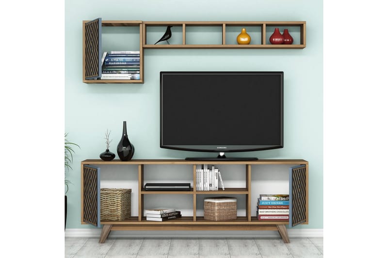 Hovdane TV-Möbelset 160 cm - Blå/Brun - Möbler - Tv möbel & mediamöbel - TV-möbelset