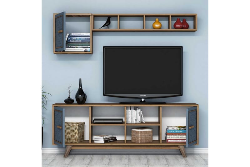 Hovdane TV-Möbelset 160 cm - Blå/Brun - Möbler - Tv möbel & mediamöbel - TV-möbelset