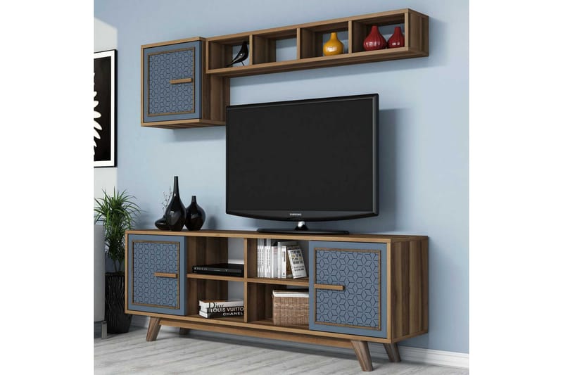 Hovdane TV-Möbelset 160 cm - Blå/Brun - Möbler - Tv möbel & mediamöbel - TV-möbelset