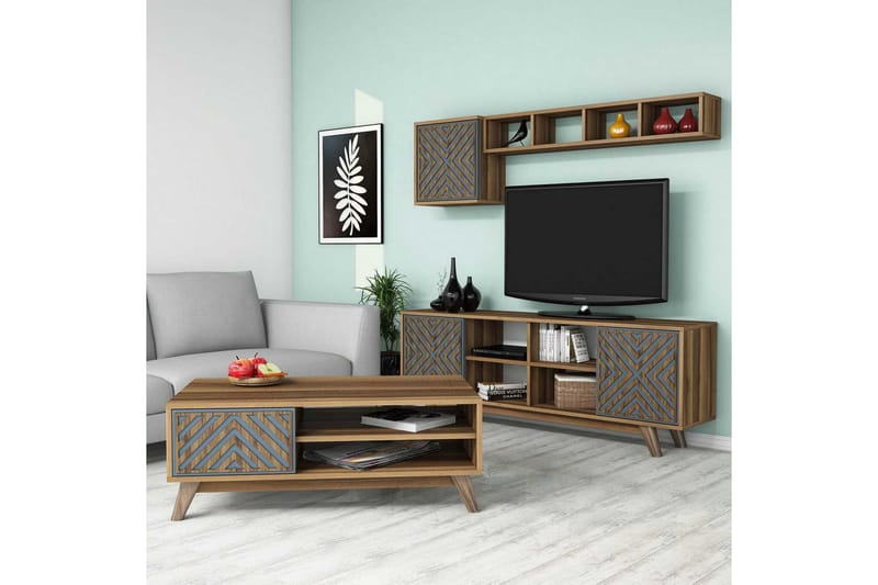 Hovdane TV-Möbelset 160 cm - Blå/Brun - Möbler - Tv möbel & mediamöbel - TV-möbelset