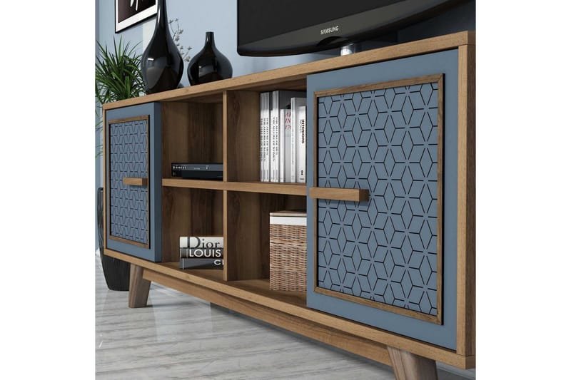 Hovdane TV-Möbelset 160 cm - Blå/Brun - Möbler - Tv möbel & mediamöbel - TV-möbelset