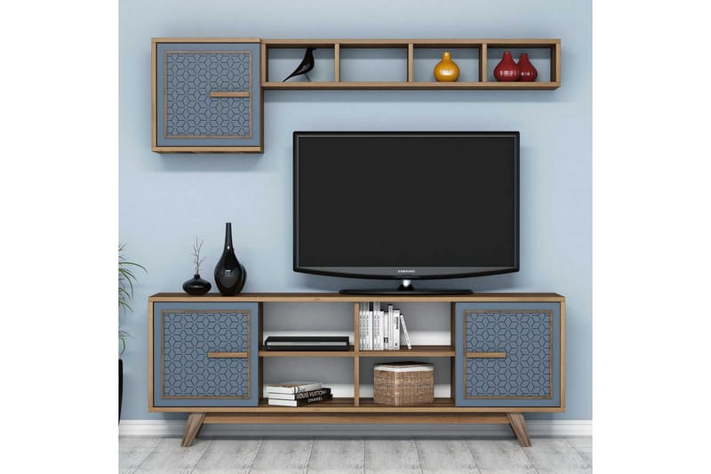 Hovdane TV-Möbelset 160 cm - Blå/Brun - Möbler - Tv möbel & mediamöbel - TV-möbelset