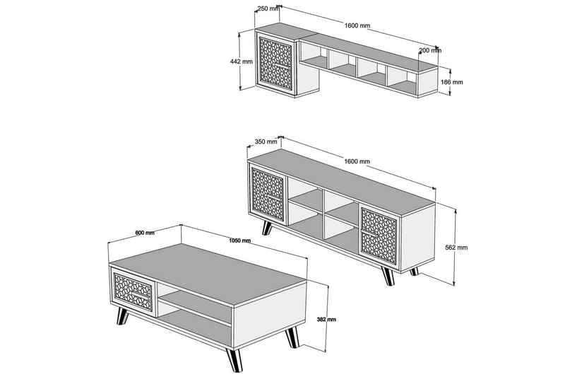 Hovdane TV-Möbelset 160 cm - Brun - Möbler - Tv möbel & mediamöbel - TV-möbelset