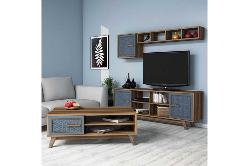 Hovdane TV-Möbelset 160 cm - Brun/Blå - Möbler - Tv möbel & mediamöbel - TV-möbelset