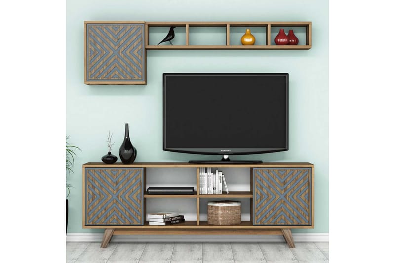 Hovdane TV-Möbelset 160 cm - Brun/Blå - Möbler - Tv möbel & mediamöbel - TV-möbelset