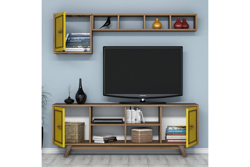 Hovdane TV-Möbelset 160 cm - Brun/Gul - Möbler - Tv möbel & mediamöbel - TV-möbelset