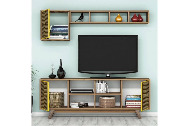 Hovdane TV-Möbelset 160 cm - Brun/Gul - Möbler - Tv möbel & mediamöbel - TV-möbelset