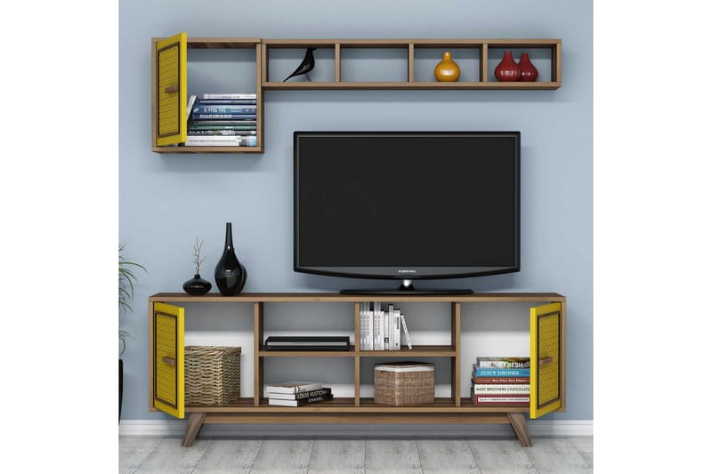 Hovdane TV-Möbelset 160 cm - Brun/Gul - Möbler - Tv möbel & mediamöbel - TV-möbelset