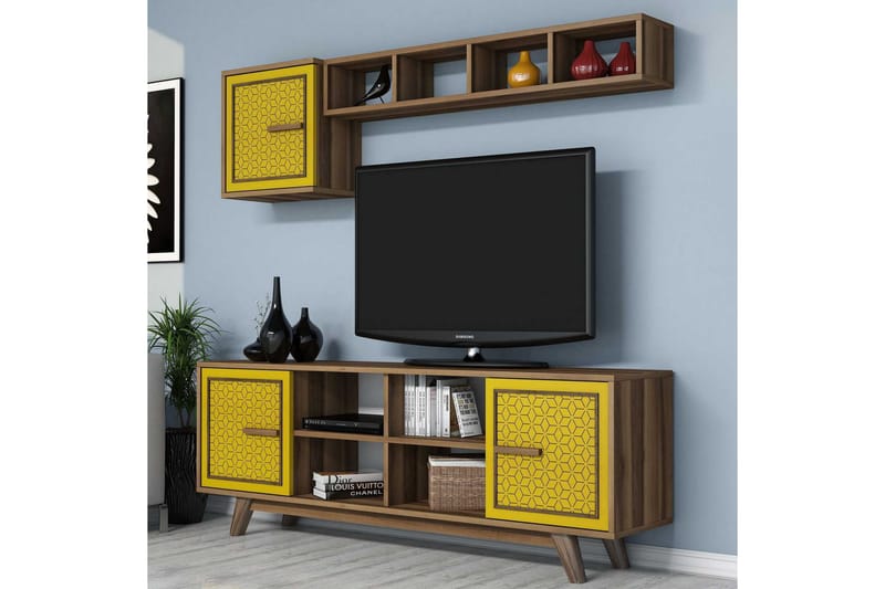 Hovdane TV-Möbelset 160 cm - Brun/Gul - Möbler - Tv möbel & mediamöbel - TV-möbelset