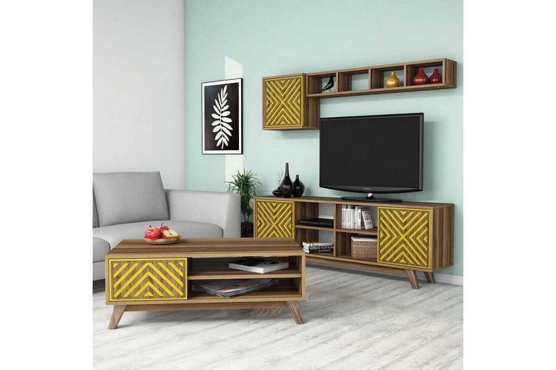Hovdane TV-Möbelset 160 cm - Brun/Gul - Möbler - Tv möbel & mediamöbel - TV-möbelset