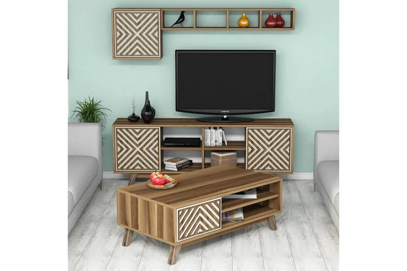 Hovdane TV-Möbelset 160 cm - Brun/Mönstrad - Möbler - Tv möbel & mediamöbel - TV-möbelset