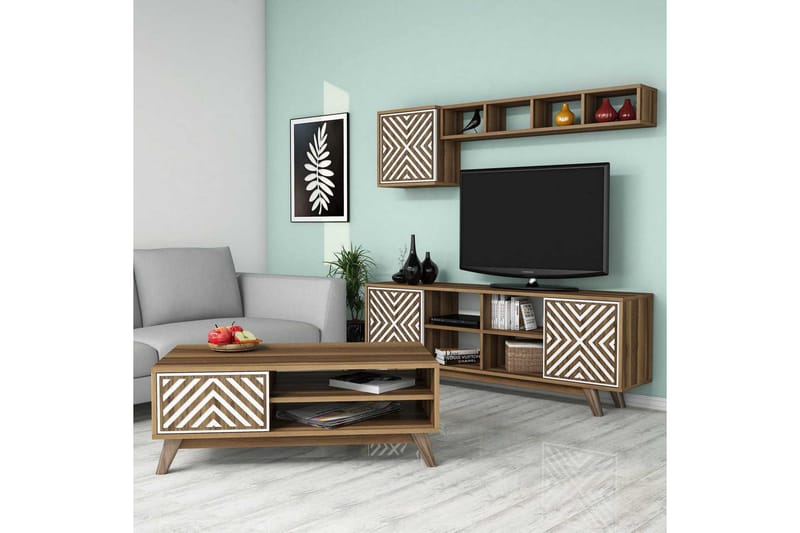 Hovdane TV-Möbelset 160 cm - Brun/Vit - Möbler - Tv m öbel & mediamöbel - TV-möbelset