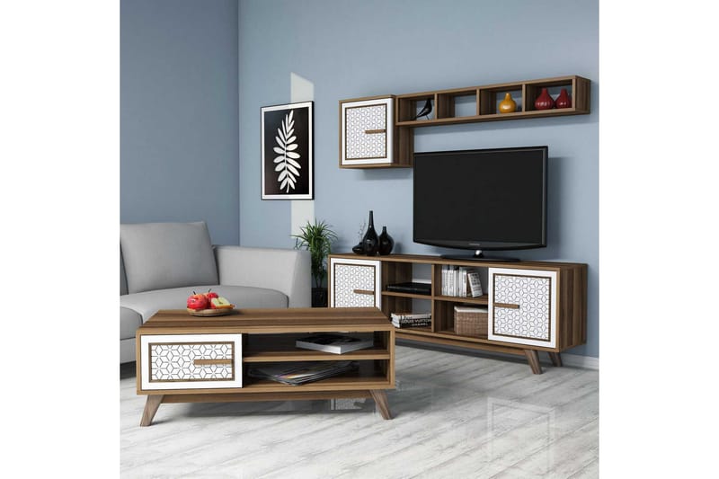 Hovdane TV-Möbelset 160 cm - Brun/Vit/Ek - Möbler - Tv möbel & mediamöbel - TV-möbelset
