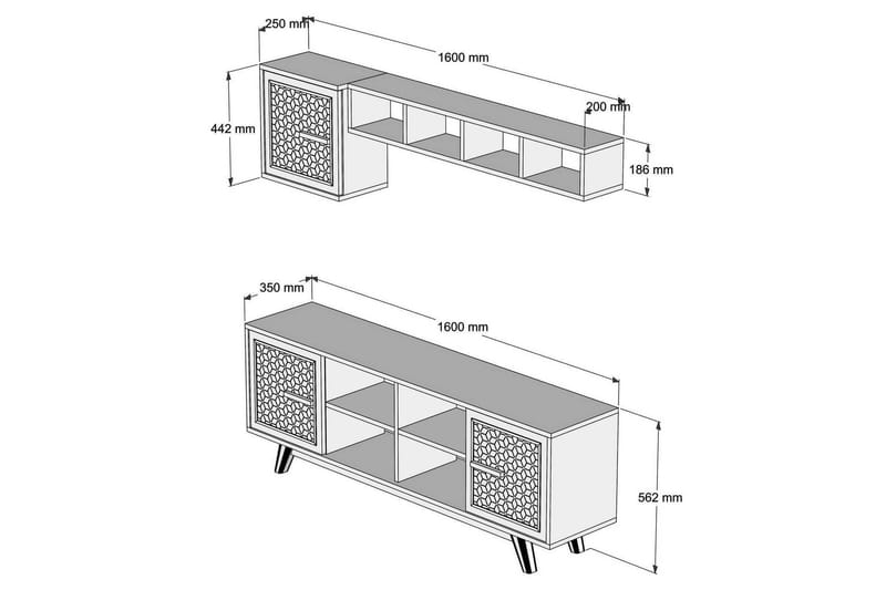 Hovdane TV-Möbelset 160 cm - Brun/Vit/Ek - TV-möbelset