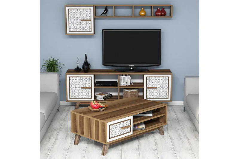 Hovdane TV-Möbelset 160 cm - Brun/Vit/Ek - Möbler - Tv möbel & mediamöbel - TV-möbelset