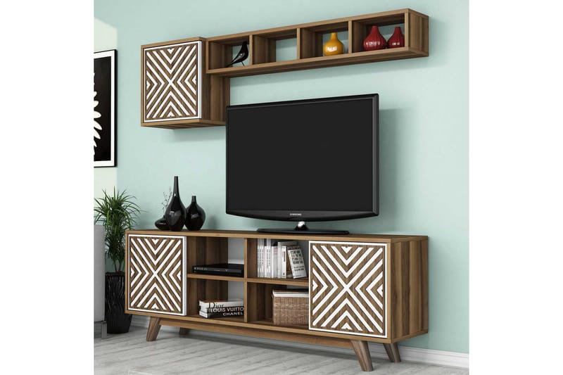 Hovdane TV-Möbelset 160 cm - Vit/Brun - Möbler - Tv möbel & mediamöbel - TV-möbelset