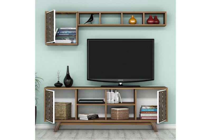 Hovdane TV-Möbelset 160 cm - Vit/Brun - Möbler - Tv möbel & mediamöbel - TV-möbelset