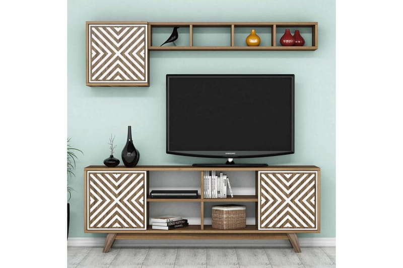 Hovdane TV-Möbelset 160 cm - Vit/Brun - Möbler - Tv möbel & mediamöbel - TV-möbelset