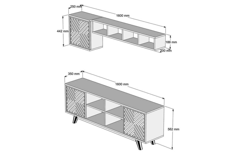 Hovdane TV-Möbelset 160 cm - Vit/Brun - Möbler - Tv möbel & mediamöbel - TV-möbelset