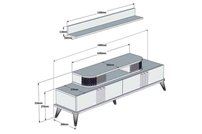 Hovdane TV-Möbelset 168 cm - Vit - Möbler - Tv möbel & mediamöbel - TV-möbelset