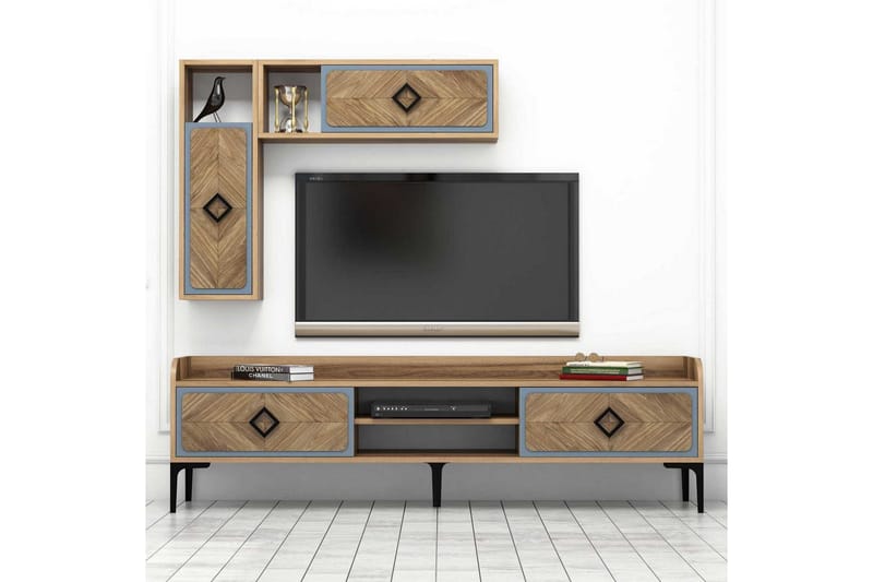 Hovdane TV-Möbelset 180 cm - Brun/Blå - Möbler - Tv möbel & mediamöbel - TV-möbelset