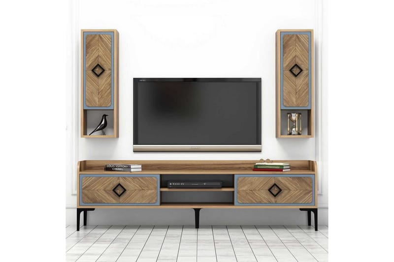 Hovdane TV-Möbelset 180 cm - Brun/Blå - Möbler - Tv möbel & mediamöbel - TV-möbelset