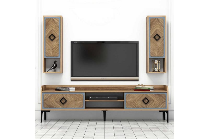 Hovdane TV-Möbelset 180 cm - Brun/Blå - Möbler - Tv möbel & mediamöbel - TV-möbelset