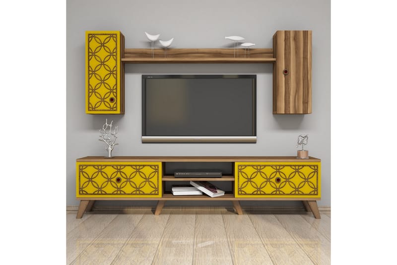 Hovdane TV-Möbelset 180 cm - Brun/Gul - Möbler - Tv möbel & mediamöbel - TV-möbelset