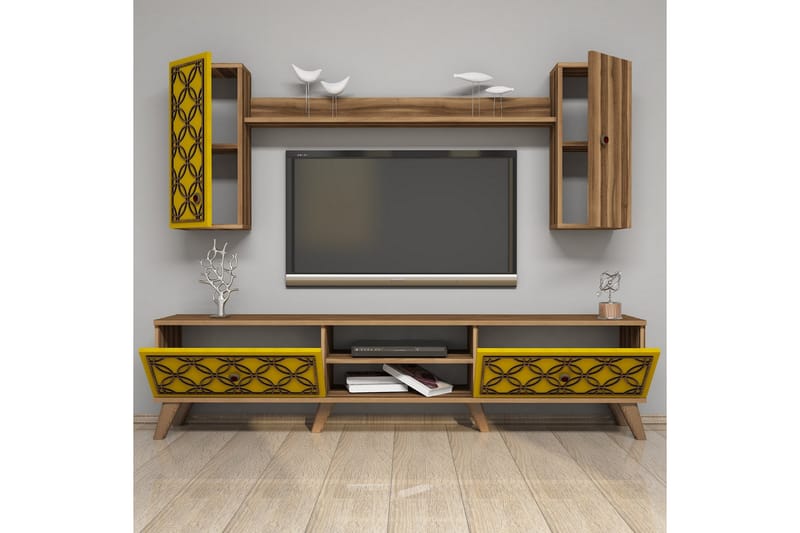 Hovdane TV-Möbelset 180 cm - Brun/Gul - Möbler - Tv möbel & mediamöbel - TV-möbelset
