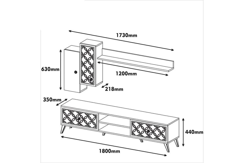 Hovdane TV-Möbelset 180 cm - Brun/Gul - Möbler - Tv möbel & mediamöbel - TV-möbelset