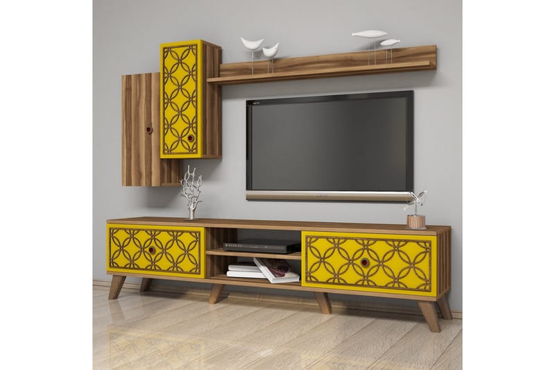 Hovdane TV-Möbelset 180 cm - Brun/Gul - Möbler - Tv möbel & mediamöbel - TV-möbelset