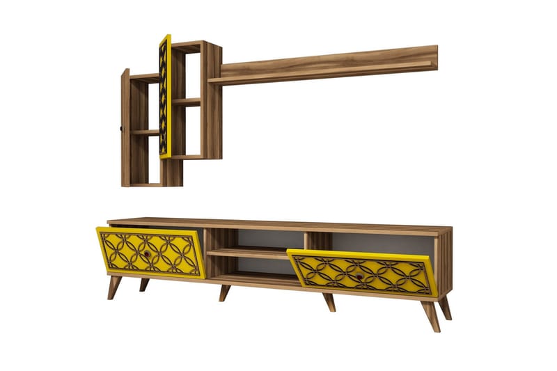 Hovdane TV-Möbelset 180 cm - Brun/Gul - Möbler - Tv möbel & mediamöbel - TV-möbelset