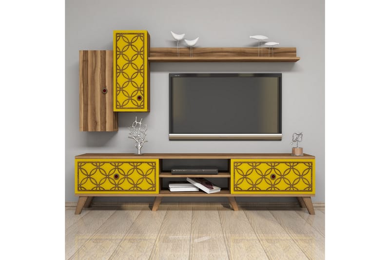 Hovdane TV-Möbelset 180 cm - Brun/Gul - Möbler - Tv möbel & mediamöbel - TV-möbelset